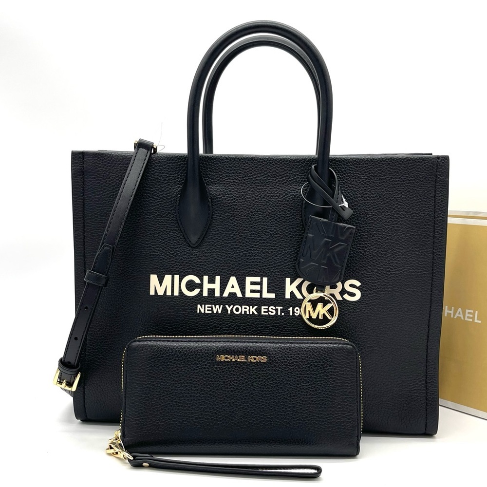 Michael Kors Mirella Medium EW Tote Bag & Continental Wallet Wristlet Bl… - Picture 1 of 11
